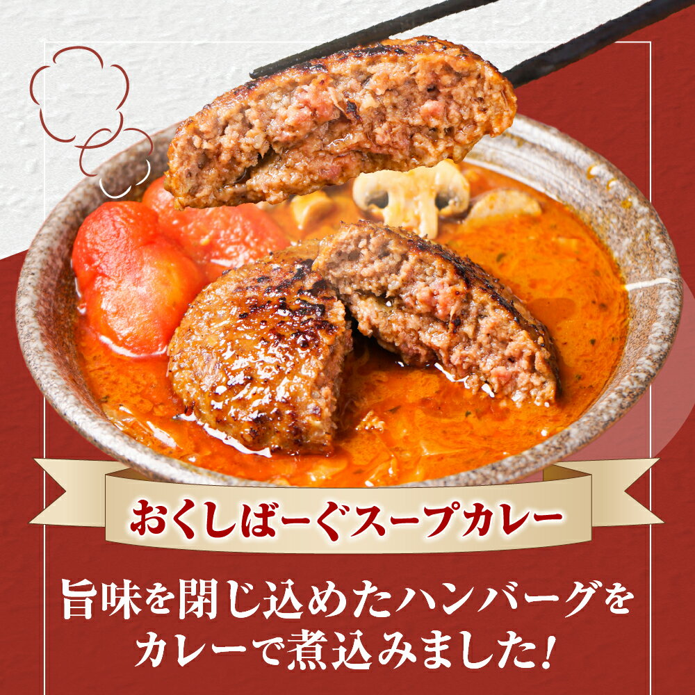 【ふるさと納税】 札幌 スープカレー 2種×2個 計4個 食べ比べ 海鮮 チーズ ハンバーグ ビーフ100％ 牛肉 おくしばーぐ 奥芝商店 カレー シーフード セット 詰め合わせ 専門店の味 ご当地 グルメ お取り寄せ 冷凍 ギフト 贈答 北海道 札幌市 - 画像3