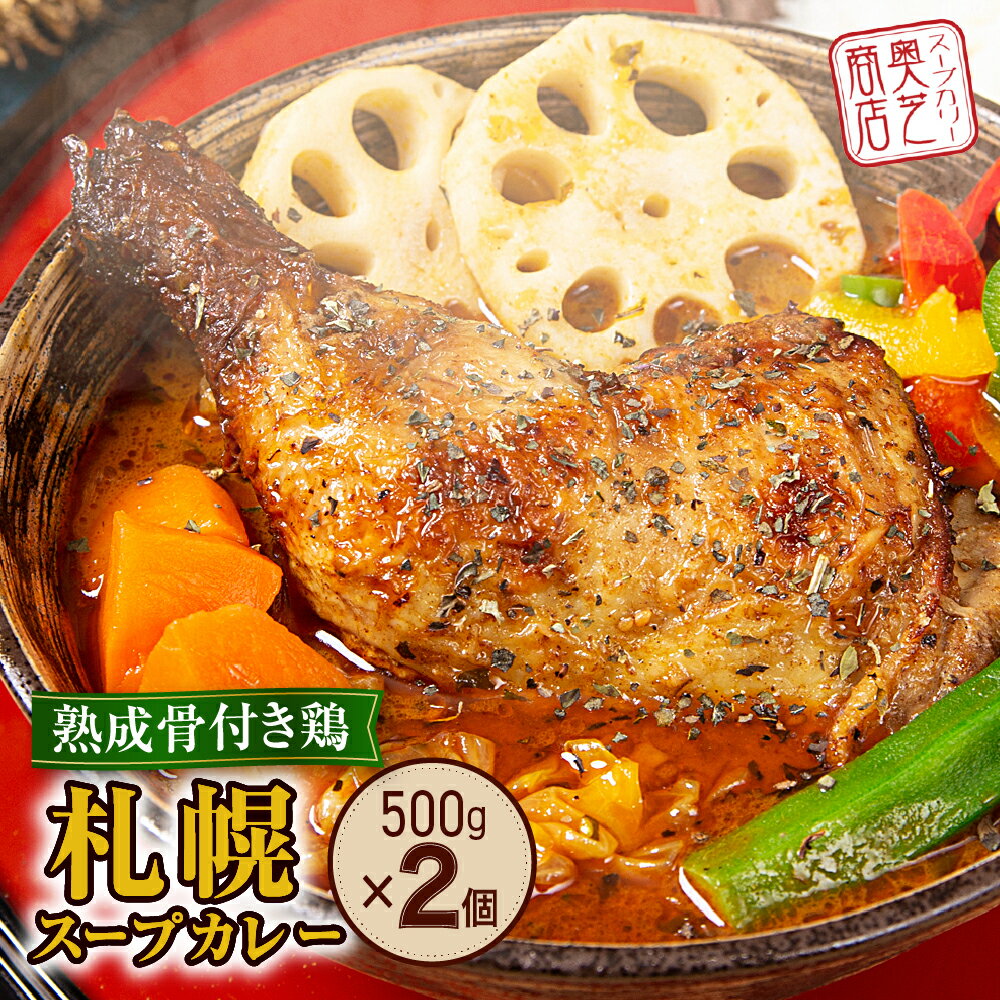 【ふるさと納税】 札幌 奥芝商店 スープカレー 熟成 骨付き鶏 500g×2個 2~4人前 レトルト チキン チキンカレー 中辛 チキンレッグ 人気 お取り寄せ グルメ 冷凍 北海道 札幌市