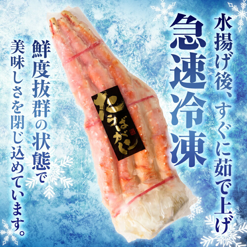 【ふるさと納税】 特大 たらば蟹足 約800g×2本 計1.6kg 特4Lサイズ 蟹 タラバガニ たらばがに 蟹足 絶妙 塩加減 ボリューム感 厳選 ぷりぷり 食感 ジューシー 甘味 海鮮 魚介 海の幸 冷凍 カニ 北海道 札幌市 - 画像3
