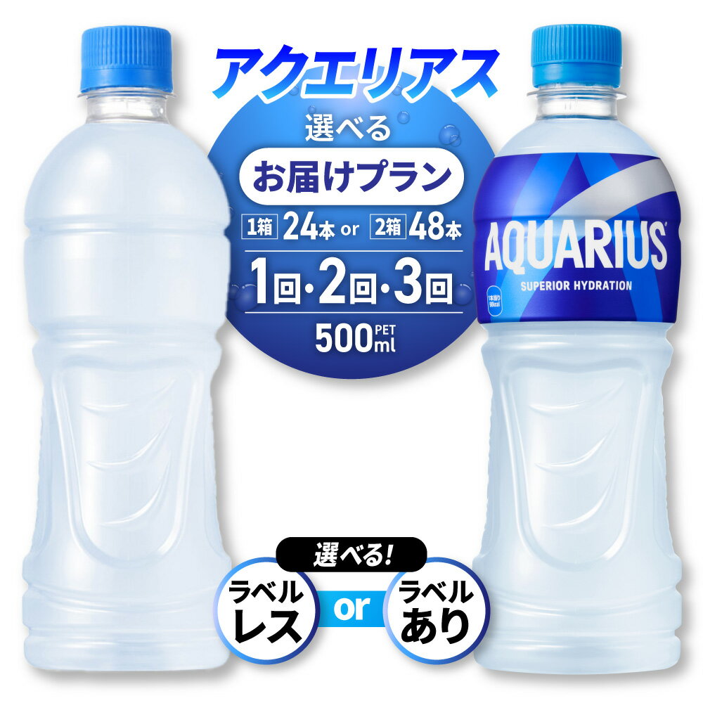 【ふるさと納税】 アクエリアス 【 選べる 種類 本数 お届け回数 】 500ml PET 24本 48本 ラベルレス ラベルあり 単品 2ヶ月 3ヶ月 定期便 ペットボトル スポーツドリンク 札幌工場製造 清涼飲料水 水分補給 ソフトドリンク 糖分 飲料 スポドリ 備蓄 北海道 札幌市
