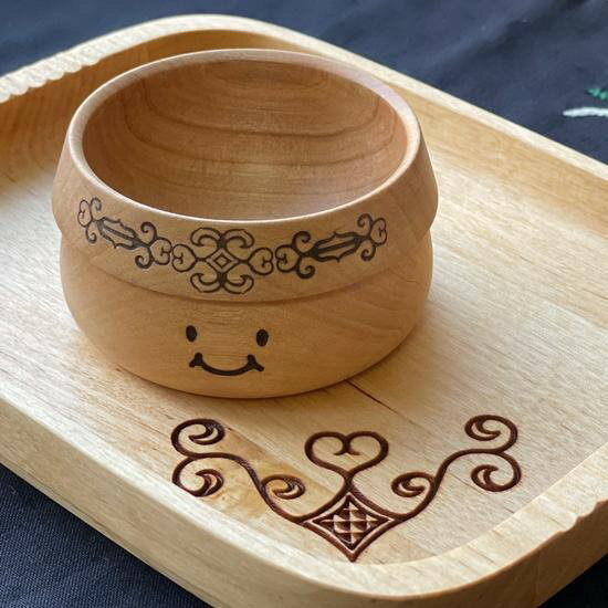 【ふるさと納税】 こども椀 こども盆 食器 木製 ベビー用品 お椀 トレー スプーン ガーゼタオル 赤ちゃん 出産祝い ギフト プレゼント 箱付き アシリウタラ 北海道 札幌市 - 画像3