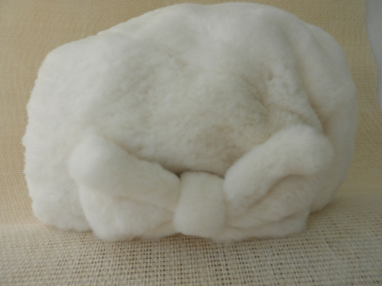 【ふるさと納税】プラクトミンク ベレー帽（リボン付き）ホワイト サムネイル2