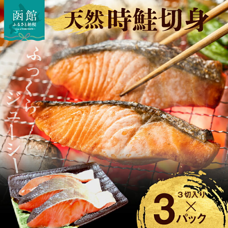 【ふるさと納税】天然 時鮭 切身 3切入 × 3 パック 脂のり 白鮭 時知らず 美味しい 春 夏 水揚げ 使いやすい 便利 小分け 真空パック 鮮度 焼くだけ 簡単調理 冷凍 弁当 おかず 惣菜 お取り寄せ お取り寄せグルメ 北海道 函館市 送料無料