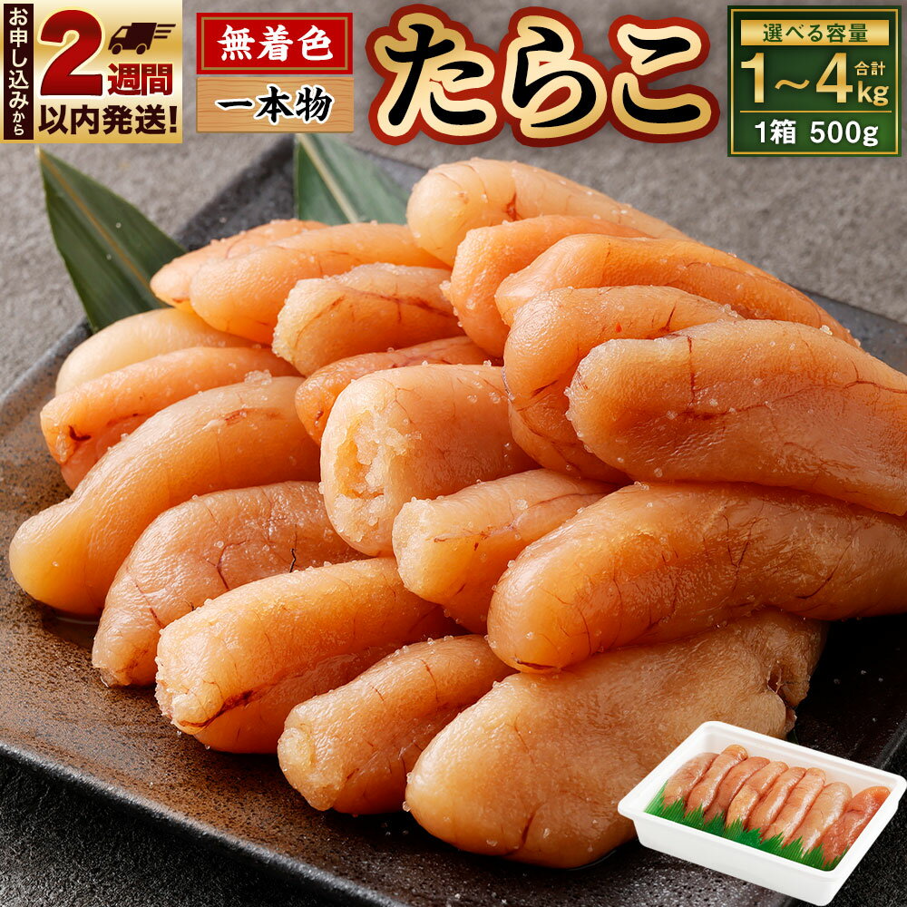 【数量が選べる】無着色 たらこ (一本物) 1kg (500g×2) / 1.5kg (500g×3) / 2kg (500g×4) 12000円 ～ 24000円 1万2000円 ～ 2万4000円 | 冷凍 一本 明太子 めんたいこ 魚卵 おつまみ おかず 惣菜 お取り寄せ 海鮮 魚介類 業務用 小樽市 北海道 送料無料