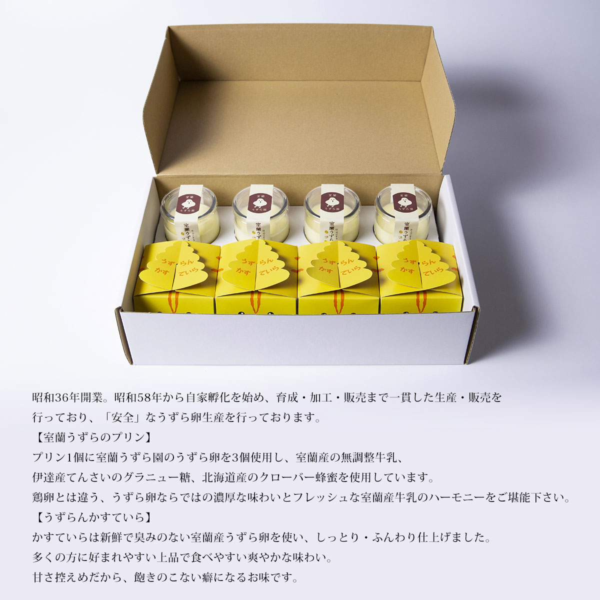 【ふるさと納税】室蘭うずらのプリン4個＆かすていらキューブ4個 選べる回数【 ふるさと納税 人気 おすすめ ランキング 北海道 室蘭 うずらん たまご 卵 プリン カステラ スポンジケーキ スイーツ 濃厚 焼菓子 洋菓子 和菓子 セット 大容量 詰合せ 北海道 室蘭 送料無料 】 - 画像3