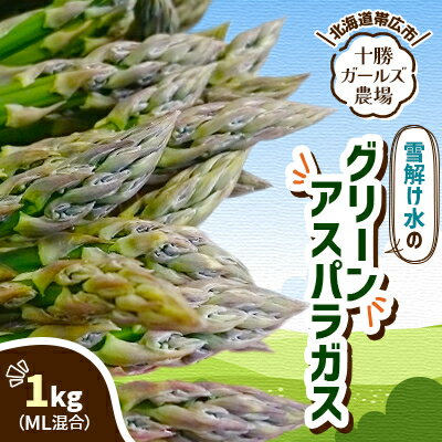 先行予約【十勝ガールズ農場】雪解け水のグリーンアスパラガス ML混合 1kg_ グリーンアスパラガス アスパラガス 野菜 十勝 とかち 北海道 帯広市 送料無料 【配送不可地域：離島】【1490693】