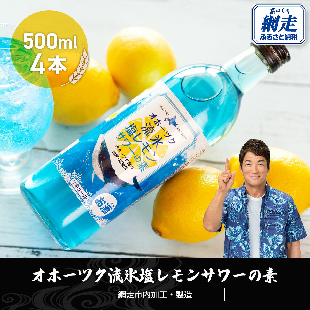 オホーツク流氷塩レモンサワーの素 500ml×4本入り（網走市内加工・製造）【 ふるさと納税 人気 おすすめ ランキング レモンサワー 素 お酒 流氷 オホーツク 家飲み 家計応援 ご当地 プレゼント お中元 お歳暮 ギフト 北海道 網走市 送料無料 】 ABH011