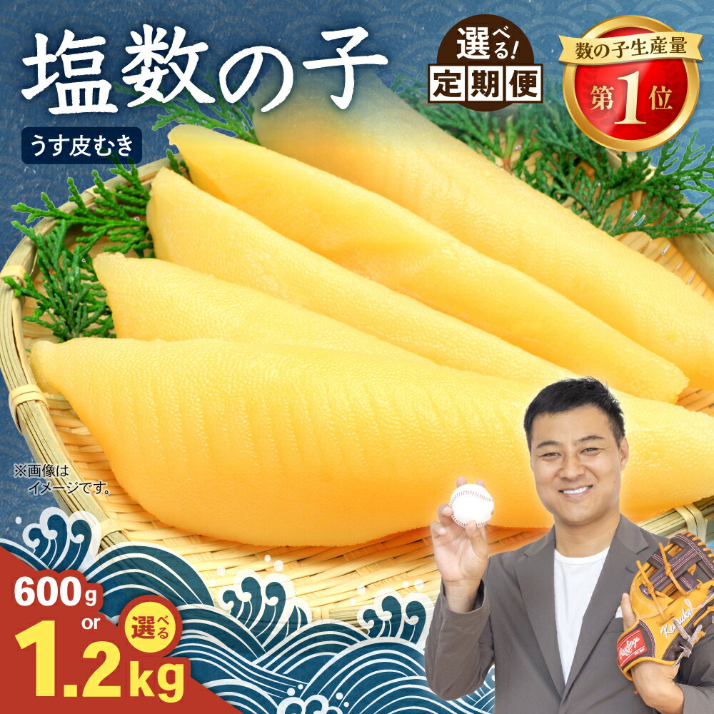 〈選べる量・発送回数〉塩数の子【うす皮むき】600g～1.2kg 1本物[大サイズ]ポリポリ食感がクセになる 北海道 人気 魚卵 高級 おかず 珍味 海鮮 海産物 魚介 かずのこ やまか 皮むき おせち 定期便 R001-018
