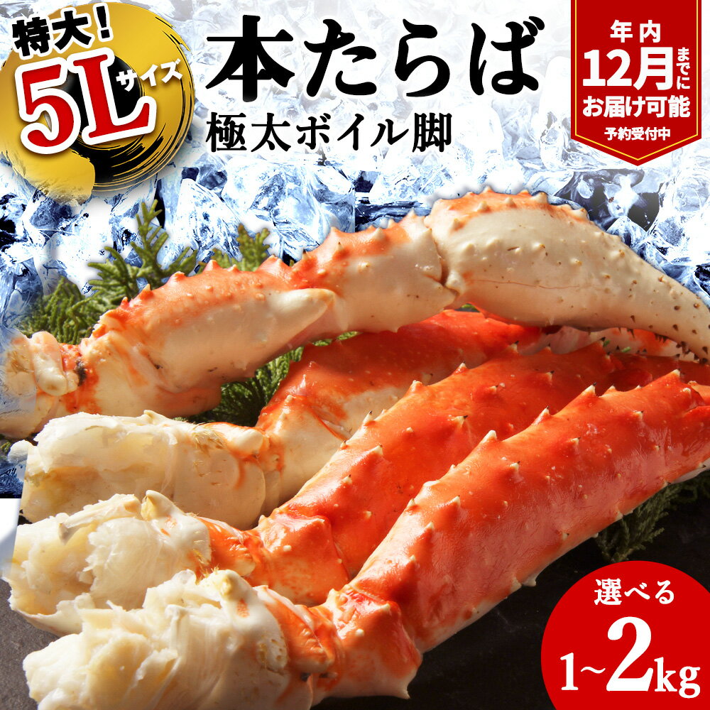 【選べる1~2kg】本たらば蟹ボイル脚1kg 海鮮 たらば蟹 たらば タラバガニ カニ 蟹 蟹足 かに脚 北海道 【1肩1kgの極太5Lサイズ】【配送不可地域：離島・沖縄県】