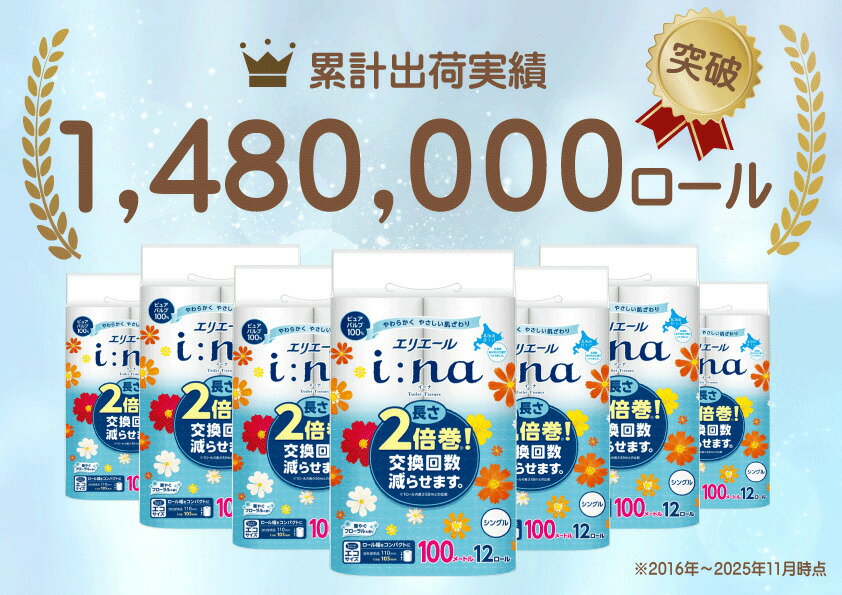 【ふるさと納税】エリエール トイレット ティシュー シングル 2倍巻 【選べる内容量 36ロール 72ロール 回数 定期便 単品】 i:na (イーナ) 100m 長持ち まとめ買い ペーパー 防災 常備品 備蓄品 消耗品 北海道 赤平市 2025_CP　お届け：準備でき次第順次出荷 - 画像3