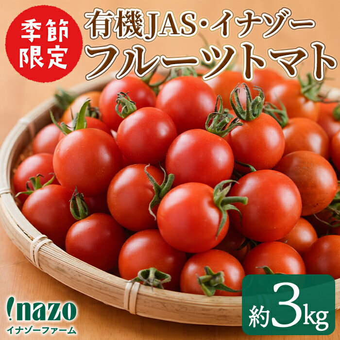 ＜季節限定＞有機JASフルーツイナゾートマト(約3kg) 【先行予約受付中・2026年7月以降発送】期間限定 トマト ミニトマト フルーツトマト 旬 野菜 リコピン【イナゾーファーム】
