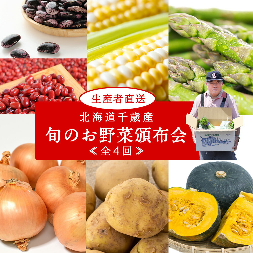 【2026年発送予約】定期便4回 旬の野菜を「年4回」お届け《土居ファーム》 アスパラ カブ ブロッコリー キャベツ とうもろこし じゃがいも 南瓜 ニンニク 人参 玉ねぎ 豆 やさい 千歳 北海道 北海道ふるさと納税 【北海道千歳市】ギフト ふるさと納税
