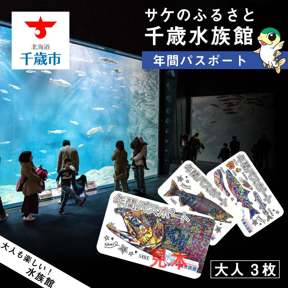 【サケのふるさと 千歳水族館】年間パスポート（大人3枚）鮭 サケ 千歳市 水族館 年間 パスポート 北海道 水中観察窓 大水槽 観光 北海道ふるさと納税 千歳市 ふるさと納税【北海道千歳市】