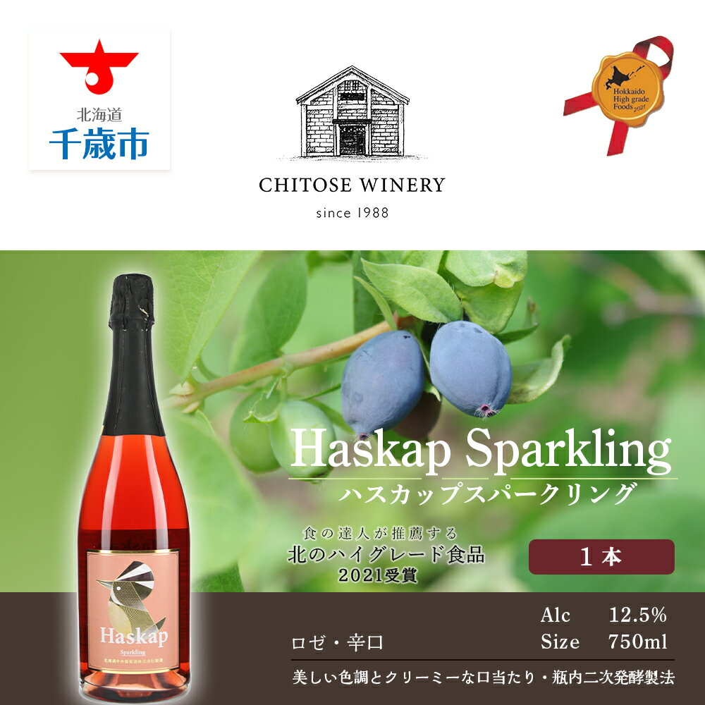 千歳ワイナリー ハスカップスパークリング750ml×1本 お酒 シャンパン スパークリングワイン【北海道千歳市】ギフト ふるさと納税 クリスマス
