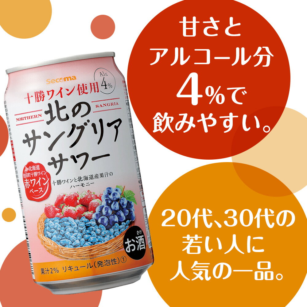 【ふるさと納税】北の サングリアサワー 赤ワインベース 350ml 選べる24本～48本 (1箱24本) サングリア ワイン サワー 酒 セイコーマート セコマ Secoma 千歳 北海道酒 お酒 北海道ふるさと納税 ふるさと納税 北海道 千歳市 【北海道千歳市】ギフト ふるさと納税 サムネイル2