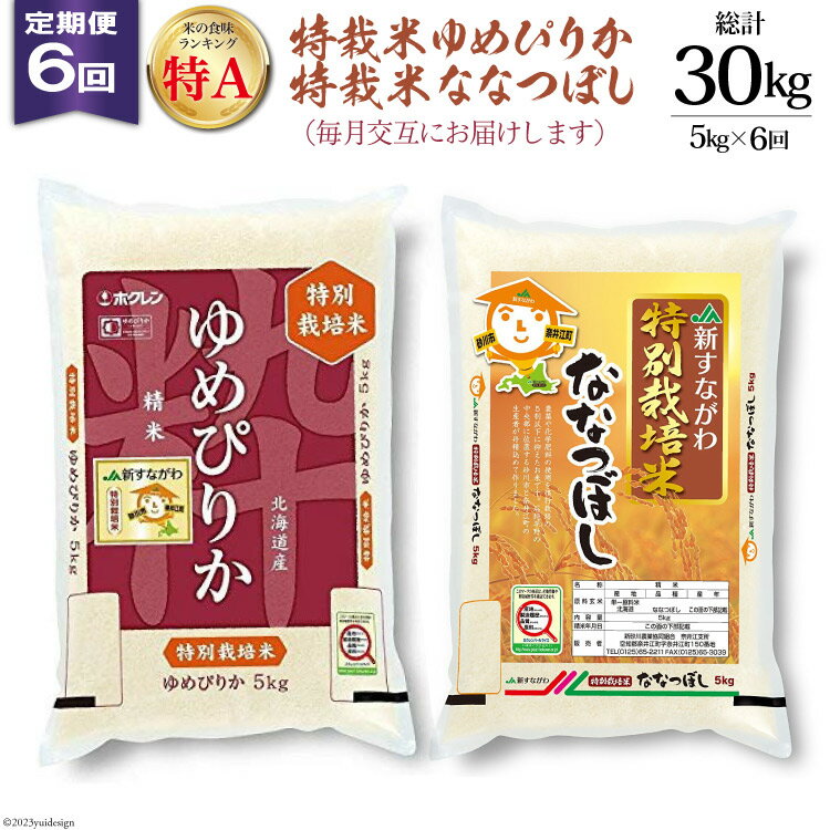 6回 定期便 JA新すながわ産 特栽米ゆめぴりか＆特栽米ななつぼし 5kg×6回 総計30kg [ホクレン商事 北海道 砂川市 12260797] 定期 お米 コメ 白米 ごはん ご飯 国産