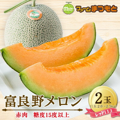 【2026年発送】美味!秋の富良野メロン(レッド113)赤肉 2～2.5kg×2玉　糖度15度以上【1398946】