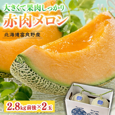 【2026年発送】北海道富良野産 赤肉メロン 大玉 2玉(1玉2.8kg前後)　富良野メロン_ メロン めろん 富良野メロン 赤肉 大玉 フルーツ くだもの 果物 ふるーつ 青果 北海道 富良野 産直 産地直送 甘い 高糖度 贈答 ギフト 常温 季節限定 人気 【1520604】