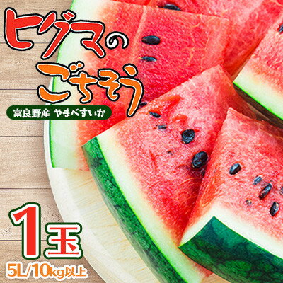 【ふるさと納税】【発送月固定定期便】ヒグマのおくりもの 赤肉メロン・ヒグマのごちそう すいか 各1玉全2回_ メロン 西瓜 すいか 定期便 赤肉 フルーツ くだもの 果物 人気 おすすめ 送料無料 北海道 富良野 【配送不可地域：離島】【4068414】 サムネイル2