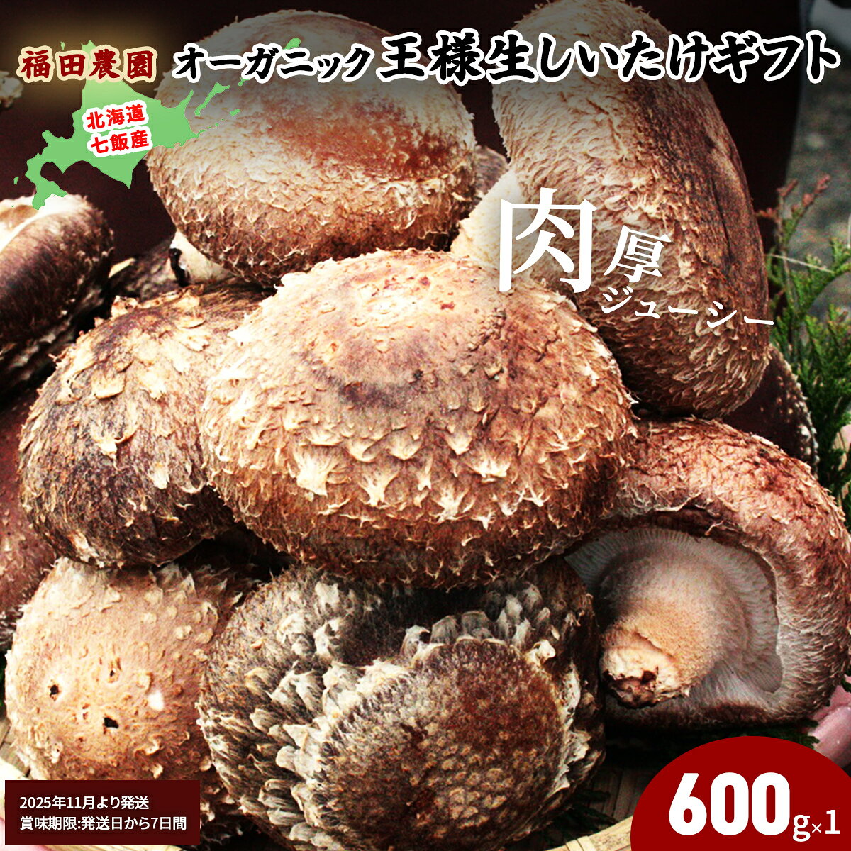 【2025年11月より発送】オーガニック王様生しいたけギフト 肉厚ジューシー 福田農園 【 しいたけ 生しいたけ シイタケ 椎茸 オーガニック ジューシー 肉厚 ステーキ 鍋 煮物 年越し 新年 年賀 おせち お餅 雑煮 手土産 贈答 送料無料 】 NAT001