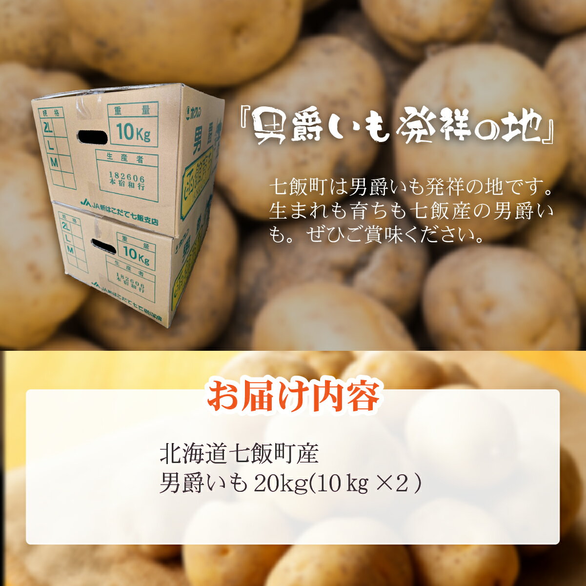 【ふるさと納税】七飯町産男爵いも20kg(10kg×2 ) 【ふるさと納税 人気 おすすめ ランキング じゃがいも 男爵 男爵いも 北海道 七飯町 送料無料】 NABK002 - 画像2