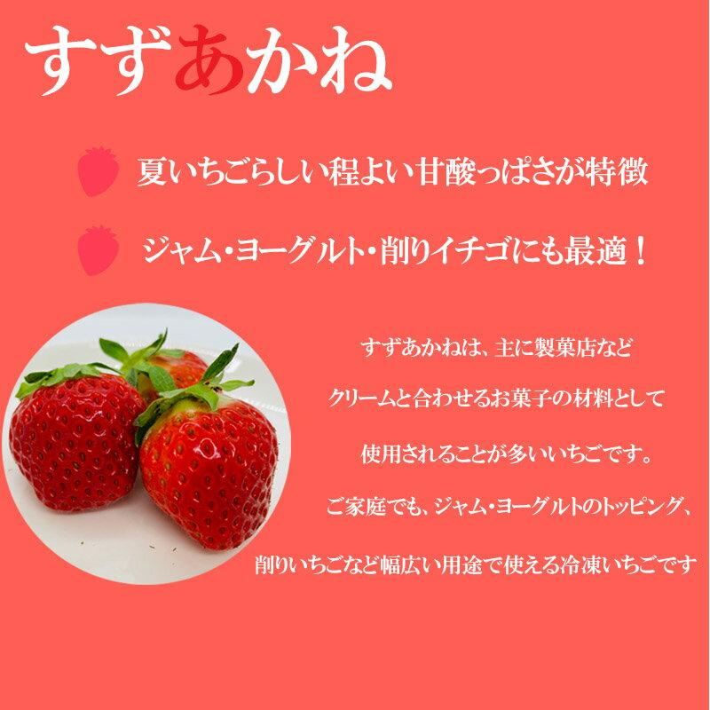 【ふるさと納税】＜山科農園の冷凍すずあかね　1kg＞甘酸っぱさが魅力の冷凍いちご 北海道 乙部町産 冷凍 いちご すずあかね 1kg 甘酸っぱい 爽やかな味わい 夏いちご 北海道産 山科農園 ジャム スムージー 削りいちご サムネイル2