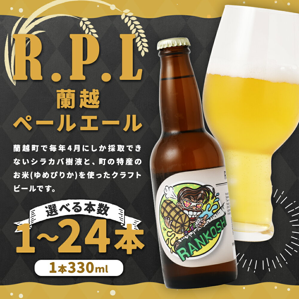 【ふるさと納税】R.P.L 蘭越ペールエール 330ml 1本/3本/6本/24本 選べる本数 アルコール度数6％ ペールエール ビール お酒 アルコール 蘭越町 冷蔵 送料無料 サムネイル2