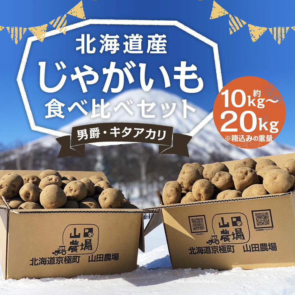 【ふるさと納税】北海道産じゃがいも 食べ比べセット 男爵・キタアカリ 約10kg/約20kg 選べる内容量 M～2Lサイズ混載 じゃがいも芋 野菜 山田農場 京極町産 北海道産 国産 送料無料 【2026年9月下旬-2027年1月上旬迄発送予定】 - 画像2