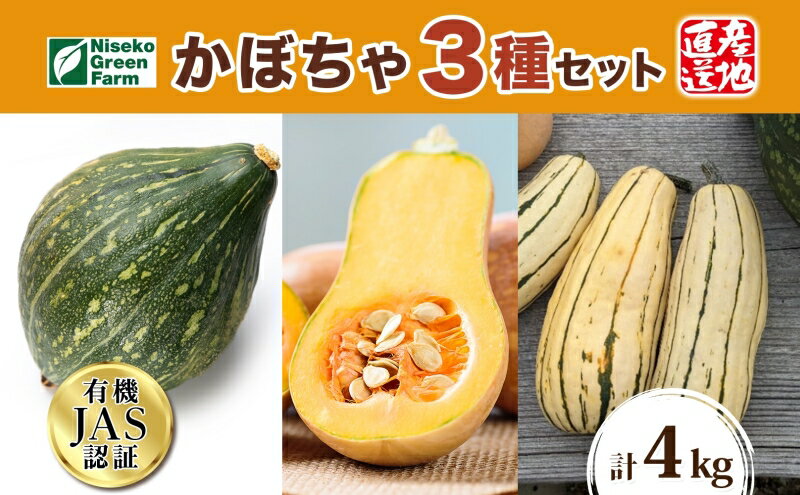 【ふるさと納税】【2026年発送】北海道 オーガニック 3種 の かぼちゃBOX 計約4kg カボチャ デリカタ ミニバターナッツ ロロン 南瓜 有機野菜 野菜 有機栽培 JAS 産直 産地直送 国産 ニセコグリーンファーム　お届け：2026年9月下旬～11月末まで - 画像2
