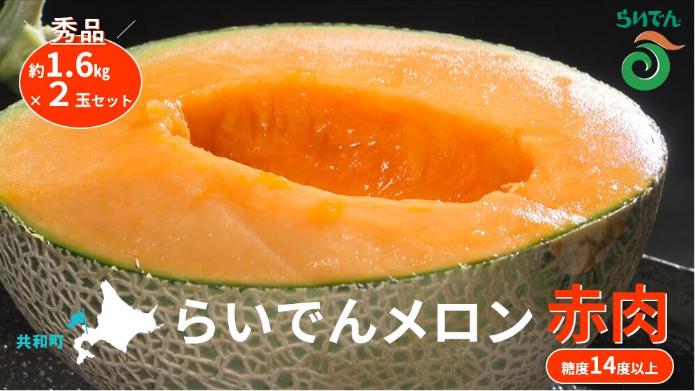【ふるさと納税】【 2026年発送 先行予約 】メロン 北海道 共和町産 らいでんメロン 赤肉 2玉 セット フルーツ 果物 産地直送 JAきょうわ 果実 赤肉メロン 　お届け予定：2026年8月下旬〜9月上旬まで サムネイル2