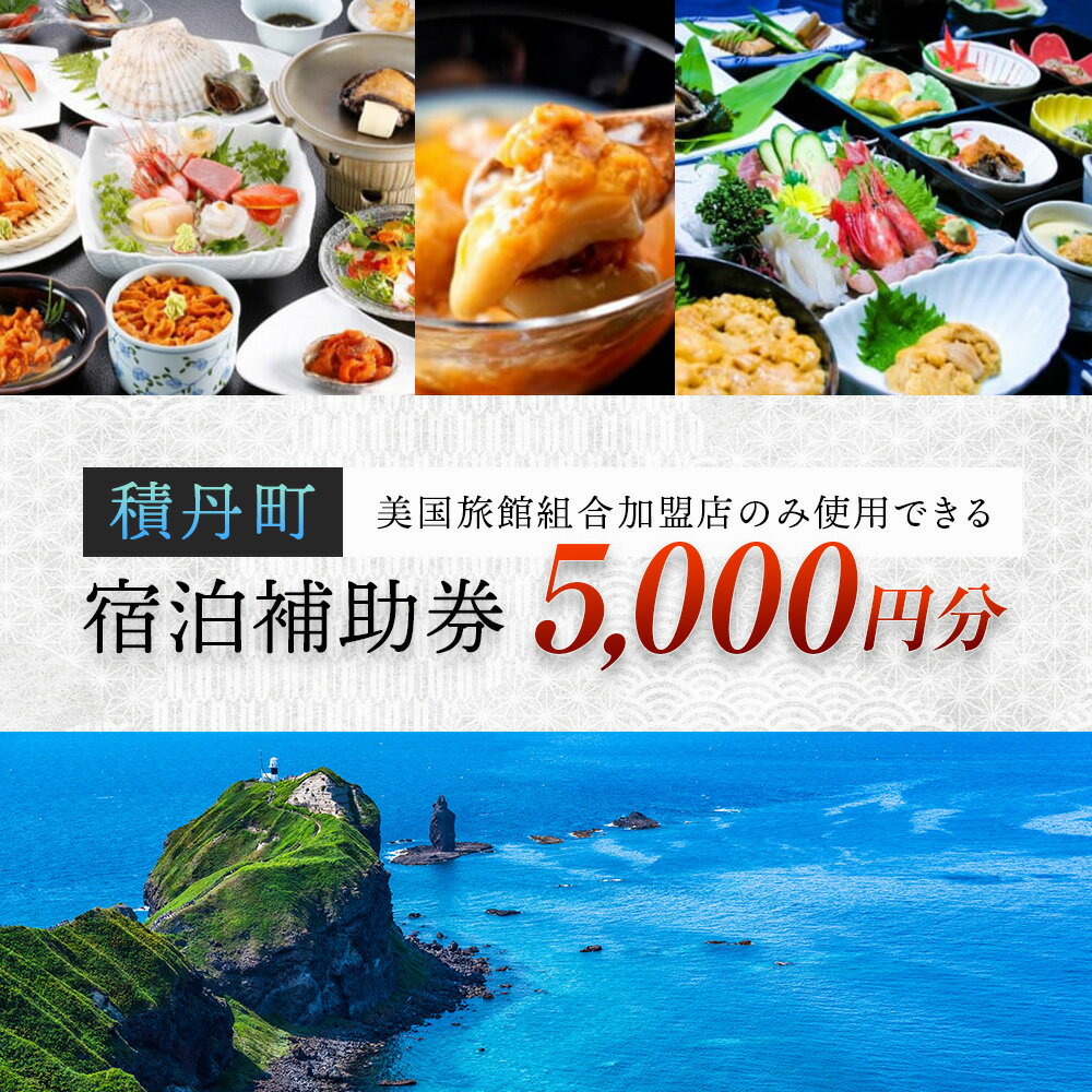 美国旅館組合 宿泊補助券5,000点分北海道ふるさと納税 積丹町 ふるさと納税 宿泊 チケット 補助券 旅館 宿 民宿 観光 旅行 トラベル 国内 ギフト お食事 海鮮 北海道