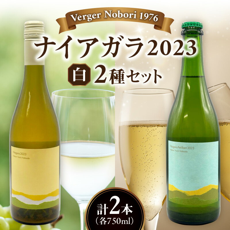 余市町 ナイアガラワイン 2本セット 2023 各750ml×2本 Verger Nobori 1976 辛口白 ＆ 微発泡 ナイアガラ ワイン 白ワイン 余市町登町 マスカットの香り 繊細な味わい フレッシュ 風味 淡い黄金色 きめ細やかな泡 柑橘系 さっぱり 酸味 北海道 送料無料