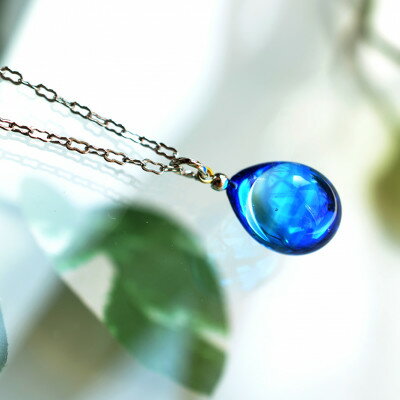 【Soukore】ガラスアクセサリー・ブルー・ネックレス(シルバー)【1626350】