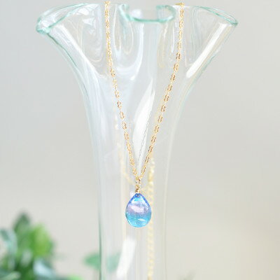 【ふるさと納税】【Soukore】ガラスアクセサリー・ピンクブルー・ネックレス(ゴールド)【1626421】 サムネイル3