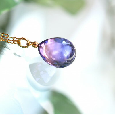 【Soukore】ガラスアクセサリー・ラベンダー&トワイライト・ネックレス(ゴールド)【1626428】