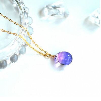 【ふるさと納税】【Soukore】ガラスアクセサリー・ラベンダー&トワイライト・ネックレス(ゴールド)【1626428】 サムネイル2