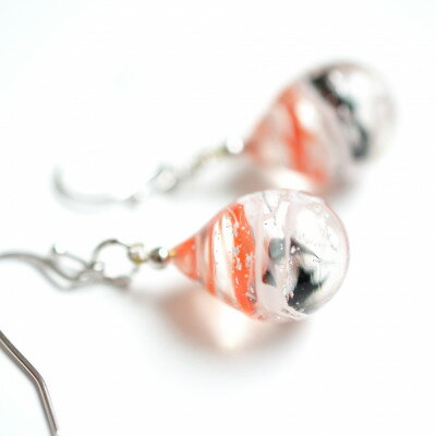 【Soukore】ガラスアクセサリー・タンチョウ粉雪の舞・ピアス【1626457】