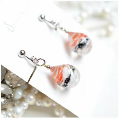 【Soukore】ガラスアクセサリー・タンチョウ粉雪の舞・イヤリング【1626458】