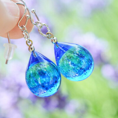 【ふるさと納税】【Soukore】ガラスアクセサリー・ブルー・イヤリング(シルバー)【1626462】 サムネイル3