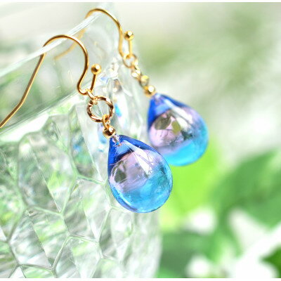 【ふるさと納税】【Soukore】ガラスアクセサリー・ピンクブルー・ピアス(ゴールド)【1626463】 サムネイル3