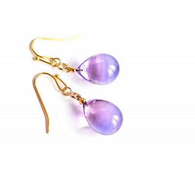 【ふるさと納税】【Soukore】ガラスアクセサリー・ラベンダー&トワイライト・ピアス(ゴールド)【1626467】 サムネイル2