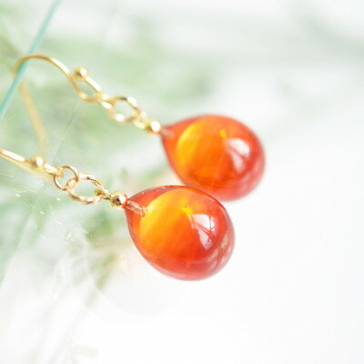 【Soukore】ガラスアクセサリー・夕やけ・ピアス【1626474】