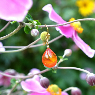 【ふるさと納税】【Soukore】ガラスアクセサリー・夕やけ・ピアス【1626474】 サムネイル2