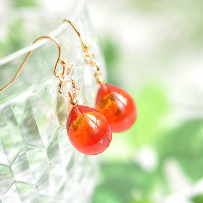 【ふるさと納税】【Soukore】ガラスアクセサリー・夕やけ・ピアス【1626474】 サムネイル3