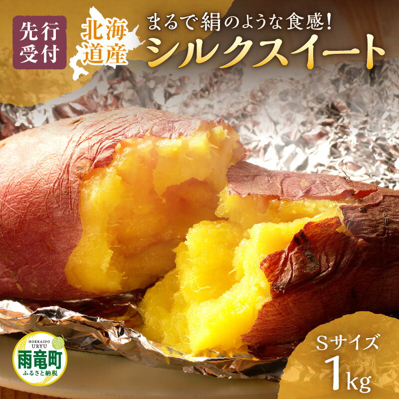 【先行予約】【数量限定】あま～い畑スイーツ！北海道雨竜町産 さつまいも 「シルクスイート」 Sサイズ 1kg 芋 お取り寄せ 野菜 BBQ キャンプ ソロキャン 焼き芋 干し芋 芋 栗きんとん スイートポテト 北海道 雨竜町 送料無料