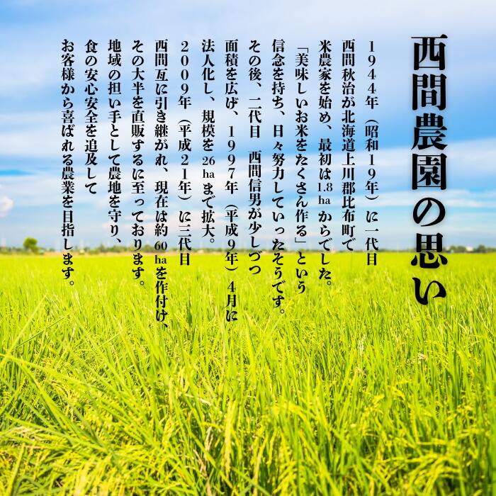 【ふるさと納税】 令和7年産 特別栽培米 ゆめぴりか 精米 5kg 10kg 20kg 【西間農園】 容量が選べる 米 お米 北海道産 北海道米 特Aランク 国産 白米 コメ JGAP認証農場 北海道 比布町 ぴっぷ 1005-041 - 画像3