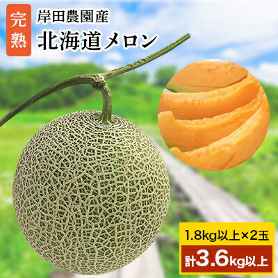 【2026年夏発送】岸田農園産 北海道メロン 2玉入り(サイズ:1玉1.8kg以上)【201】【1087001】