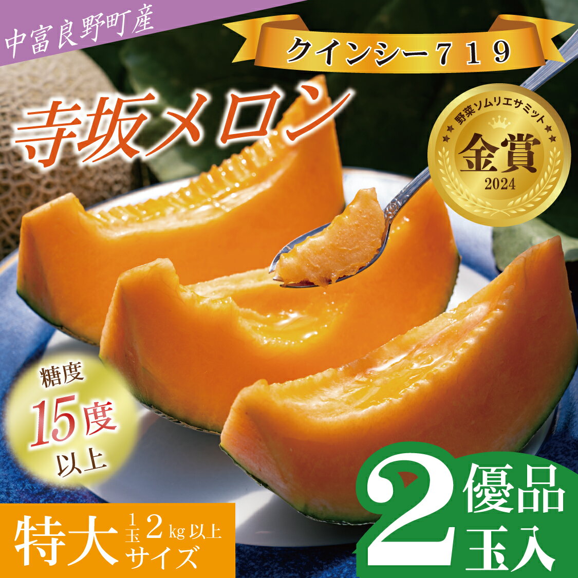 【2026年発送】【中富良野町】寺坂メロン2玉入り（赤肉特大）