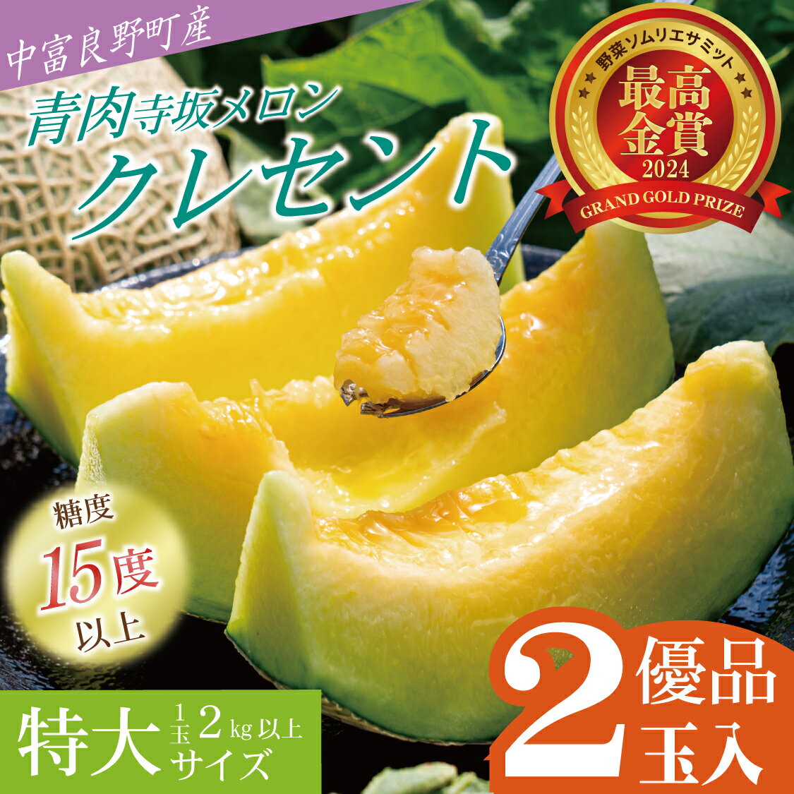 【2026年発送】【中富良野町】寺坂メロン　2玉入り（青肉特大）