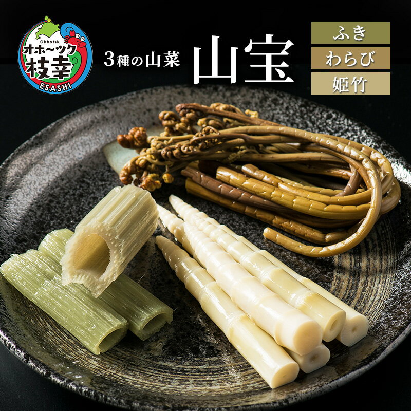 3種の山菜「山宝」ふき・わらび・姫竹 オホーツク枝幸産野菜
